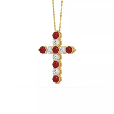 Cross Lab Ruby & Lab Diamond Vermeil Necklace (1.00 ct. tw.)