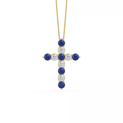 Cross Lab Sapphire & Lab Diamond Vermeil Necklace (1.50 ct. tw.)
