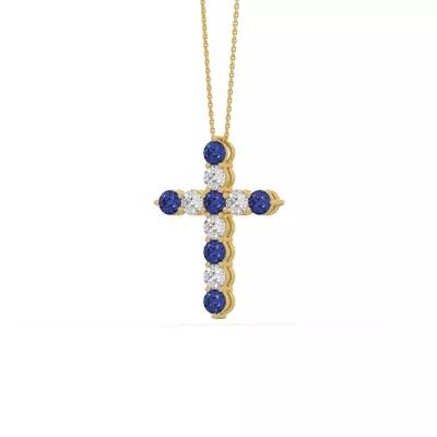 Cross Lab Sapphire & Lab Diamond Vermeil Necklace (1.50 ct. tw.)