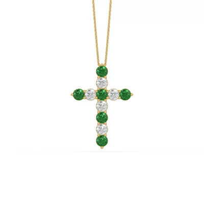 Cross Lab Emerald & Lab Diamond Vermeil Necklace (1.50 ct. tw.)