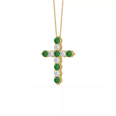 Cross Lab Emerald & Lab Diamond Vermeil Necklace (1.50 ct. tw.)