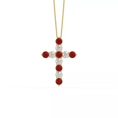 Cross Lab Ruby & Lab Diamond Vermeil Necklace (1.50 ct. tw.)
