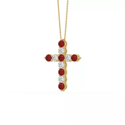 Cross Lab Ruby & Lab Diamond Vermeil Necklace (1.50 ct. tw.)