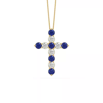Cross Lab Sapphire & Lab Diamond Vermeil Necklace (2.00 ct. tw.)