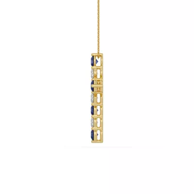 Cross Lab Sapphire & Lab Diamond Vermeil Necklace (2.00 ct. tw.)