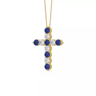 Cross Lab Sapphire & Lab Diamond Vermeil Necklace (2.00 ct. tw.)