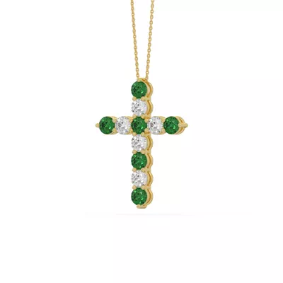 Cross Lab Emerald & Lab Diamond Vermeil Necklace (2.00 ct. tw.)
