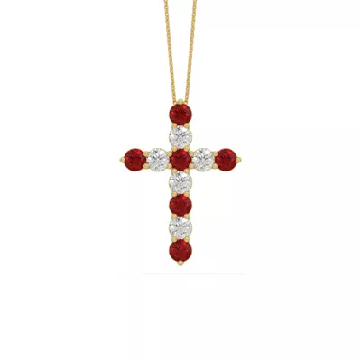 Cross Lab Ruby & Lab Diamond Vermeil Necklace (2.00 ct. tw.)