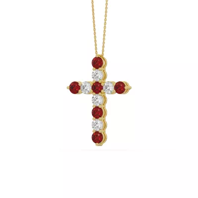 Cross Lab Ruby & Lab Diamond Vermeil Necklace (2.00 ct. tw.)