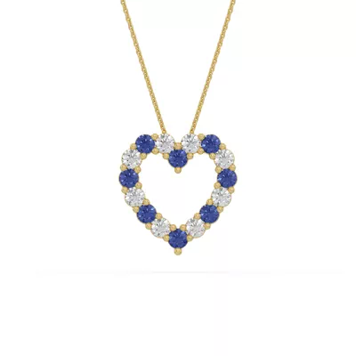 Heart Lab Sapphire & Lab Diamond Vermeil Necklace (1.00 ct. tw.)