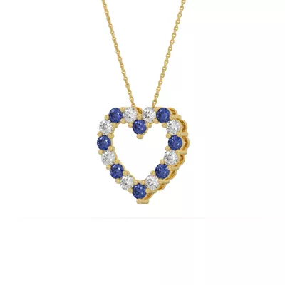 Heart Lab Sapphire & Lab Diamond Vermeil Necklace (1.00 ct. tw.)