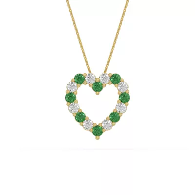 Heart Lab Emerald & Lab Diamond Vermeil Necklace (1.00 ct. tw.)