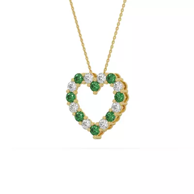 Heart Lab Emerald & Lab Diamond Vermeil Necklace (1.00 ct. tw.)