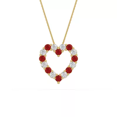 Heart Lab Ruby & Lab Diamond Vermeil Necklace (1.00 ct. tw.)