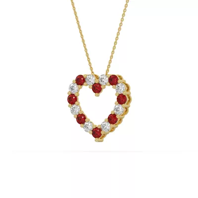 Heart Lab Ruby & Lab Diamond Vermeil Necklace (1.00 ct. tw.)