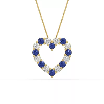 Heart Lab Sapphire & Lab Diamond Vermeil Necklace (1.50 ct. tw.)