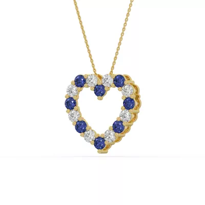 Heart Lab Sapphire & Lab Diamond Vermeil Necklace (1.50 ct. tw.)