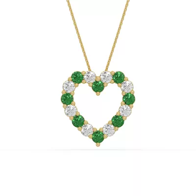 Heart Lab Emerald & Lab Diamond Vermeil Necklace (1.50 ct. tw.)
