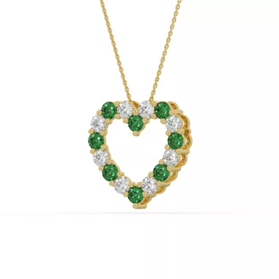 Heart Lab Emerald & Lab Diamond Vermeil Necklace (1.50 ct. tw.)