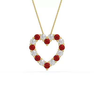 Heart Lab Ruby & Lab Diamond Vermeil Necklace (1.50 ct. tw.)