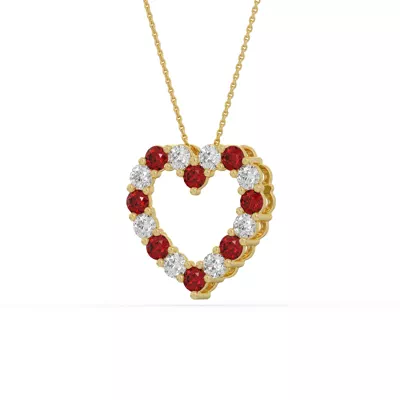 Heart Lab Ruby & Lab Diamond Vermeil Necklace (1.50 ct. tw.)