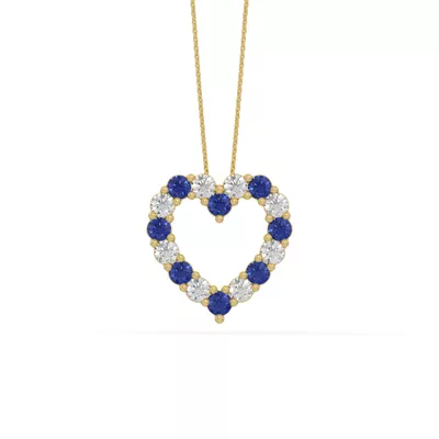 Heart Lab Sapphire & Lab Diamond Vermeil Necklace (2.00 ct. tw.)