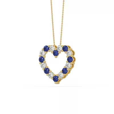 Heart Lab Sapphire & Lab Diamond Vermeil Necklace (2.00 ct. tw.)