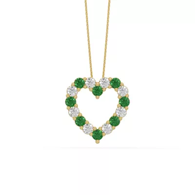 Heart Lab Emerald & Lab Diamond Vermeil Necklace (2.00 ct. tw.)
