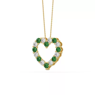 Heart Lab Emerald & Lab Diamond Vermeil Necklace (2.00 ct. tw.)