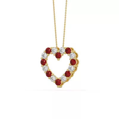 Heart Lab Ruby & Lab Diamond Vermeil Necklace (2.00 ct. tw.)