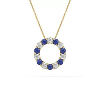 Circle Lab Sapphire & Lab Diamond Vermeil Necklace (1.00 ct. tw.)