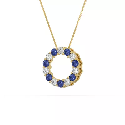 Circle Lab Sapphire & Lab Diamond Vermeil Necklace (1.00 ct. tw.)