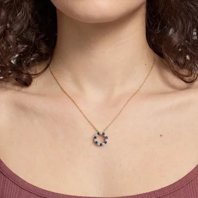 Circle Lab Sapphire & Lab Diamond Vermeil Necklace (1.00 ct. tw.)