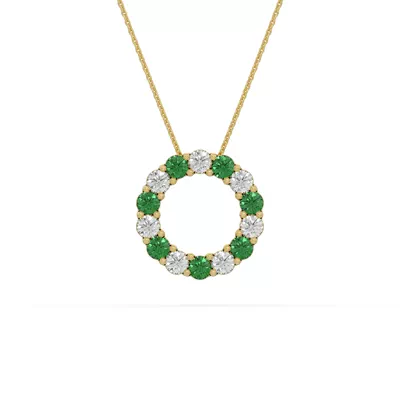 Circle Lab Emerald & Lab Diamond Vermeil Necklace (1.00 ct. tw.)