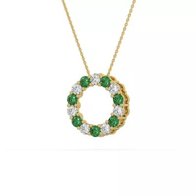 Circle Lab Emerald & Lab Diamond Vermeil Necklace (1.00 ct. tw.)
