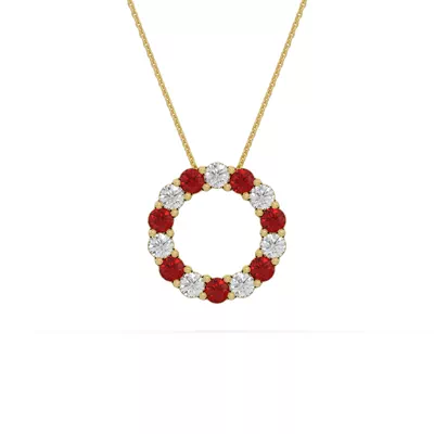 Circle Lab Ruby & Lab Diamond Vermeil Necklace (1.00 ct. tw.)
