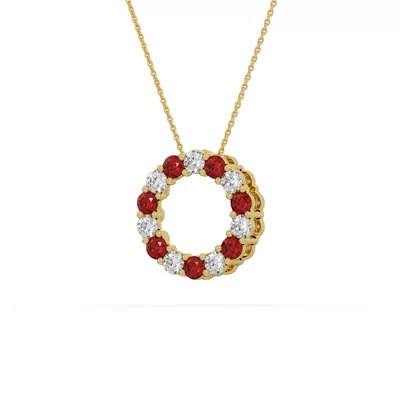 Circle Lab Ruby & Lab Diamond Vermeil Necklace (1.00 ct. tw.)