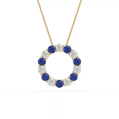 Circle Lab Sapphire & Lab Diamond Vermeil Necklace (1.50 ct. tw.)