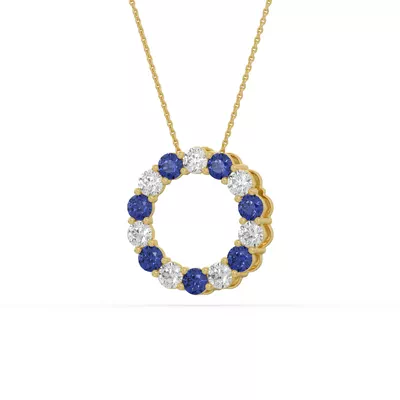 Circle Lab Sapphire & Lab Diamond Vermeil Necklace (1.50 ct. tw.)