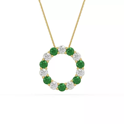 Circle Lab Emerald & Lab Diamond Vermeil Necklace (1.50 ct. tw.)