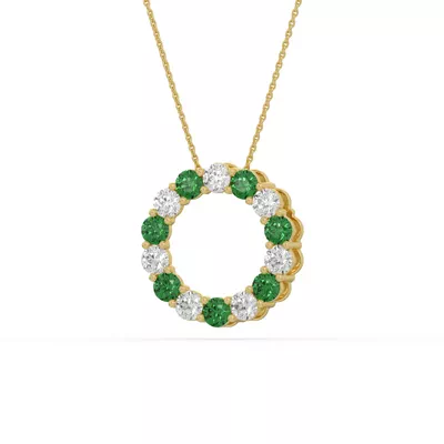 Circle Lab Emerald & Lab Diamond Vermeil Necklace (1.50 ct. tw.)