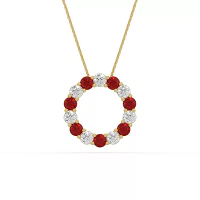 Circle Lab Ruby & Lab Diamond Vermeil Necklace (1.50 ct. tw.)