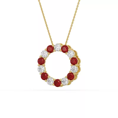 Circle Lab Ruby & Lab Diamond Vermeil Necklace (1.50 ct. tw.)