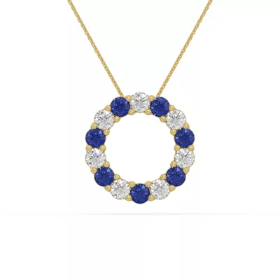 Circle Lab Sapphire & Lab Diamond Vermeil Necklace (2.00 ct. tw.)