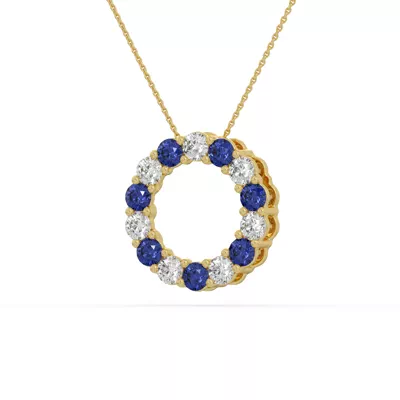 Circle Lab Sapphire & Lab Diamond Vermeil Necklace (2.00 ct. tw.)