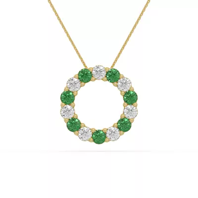 Circle Lab Emerald & Lab Diamond Vermeil Necklace (2.00 ct. tw.)