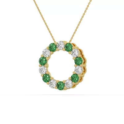 Circle Lab Emerald & Lab Diamond Vermeil Necklace (2.00 ct. tw.)