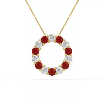 Circle Lab Ruby & Lab Diamond Vermeil Necklace (2.00 ct. tw.)