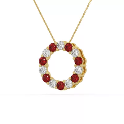 Circle Lab Ruby & Lab Diamond Vermeil Necklace (2.00 ct. tw.)