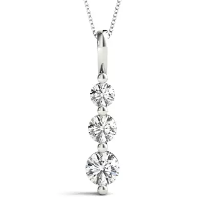 Three-Stone Lab Diamond Graduating Necklace (1 ct. tw.)
